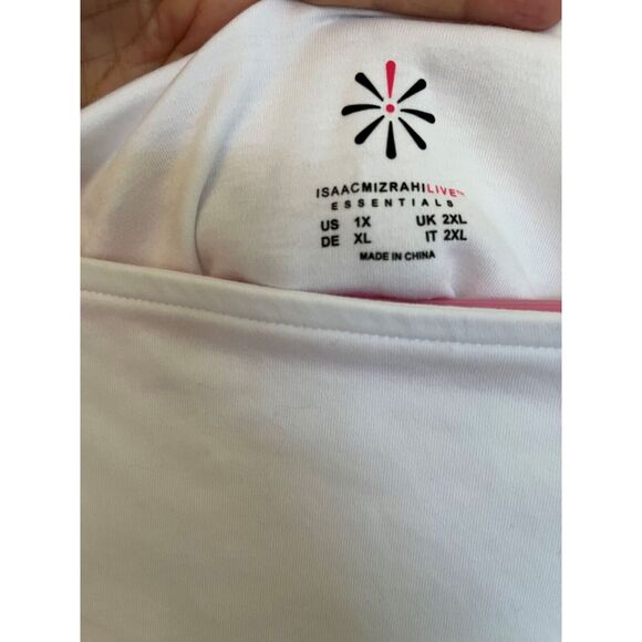 Isaac Mizrahi Life Essentials 1X Women's White Boat-Neck, Elbow Sleeve T Top - Picture 3 of 5